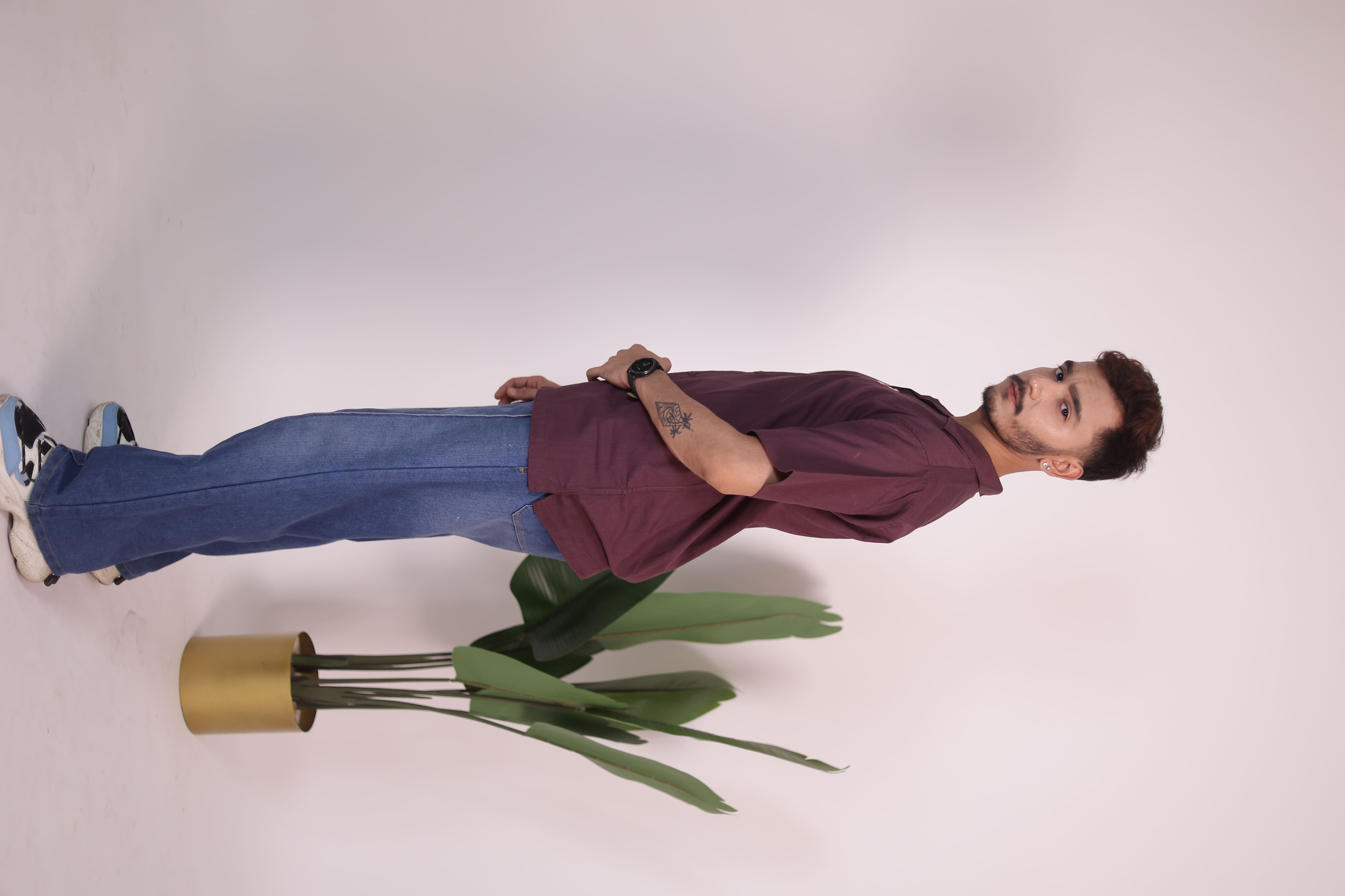  Coffee Brown Floral Shirt view 3