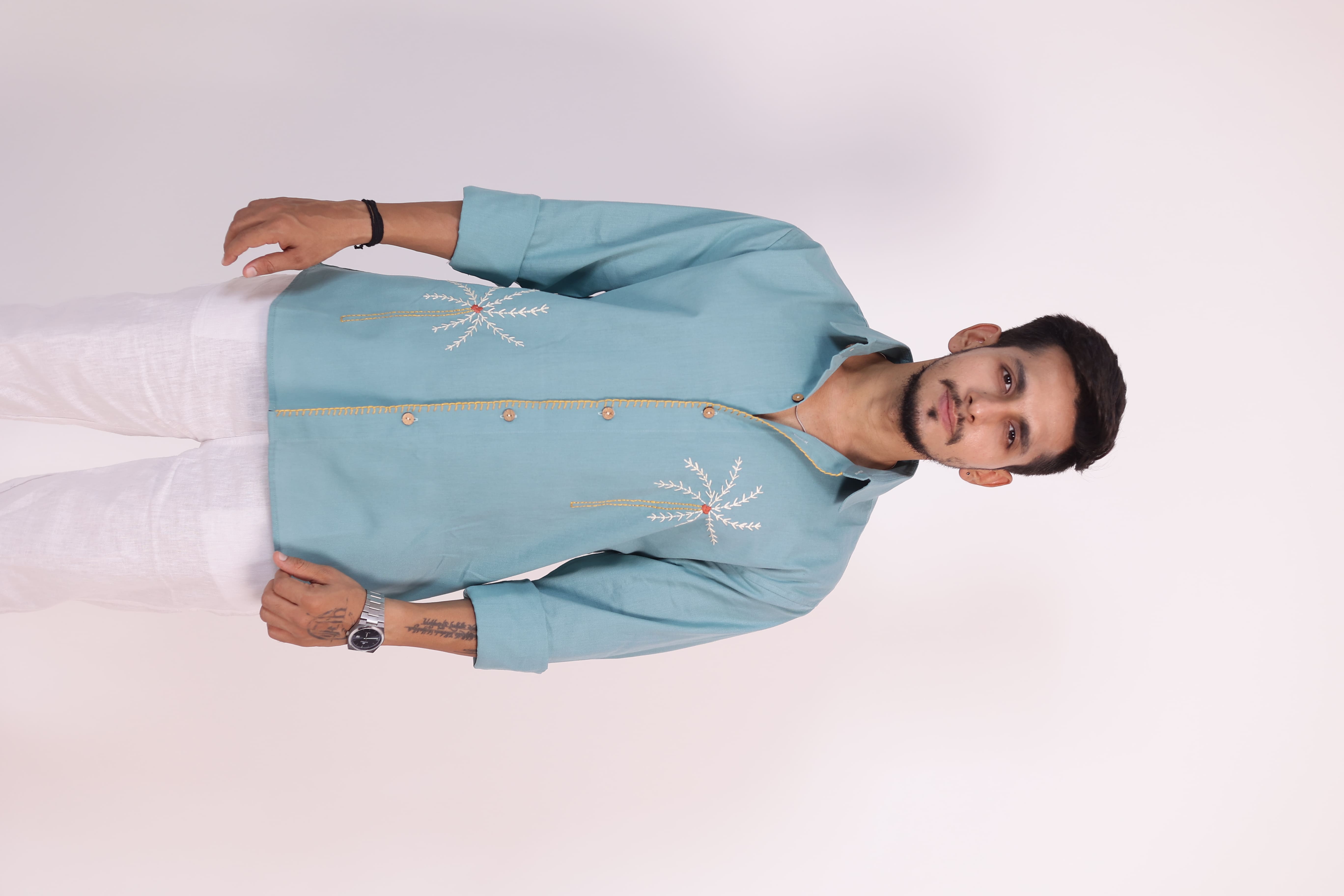 Deep Sea Coco Hand Embroidered Shirt