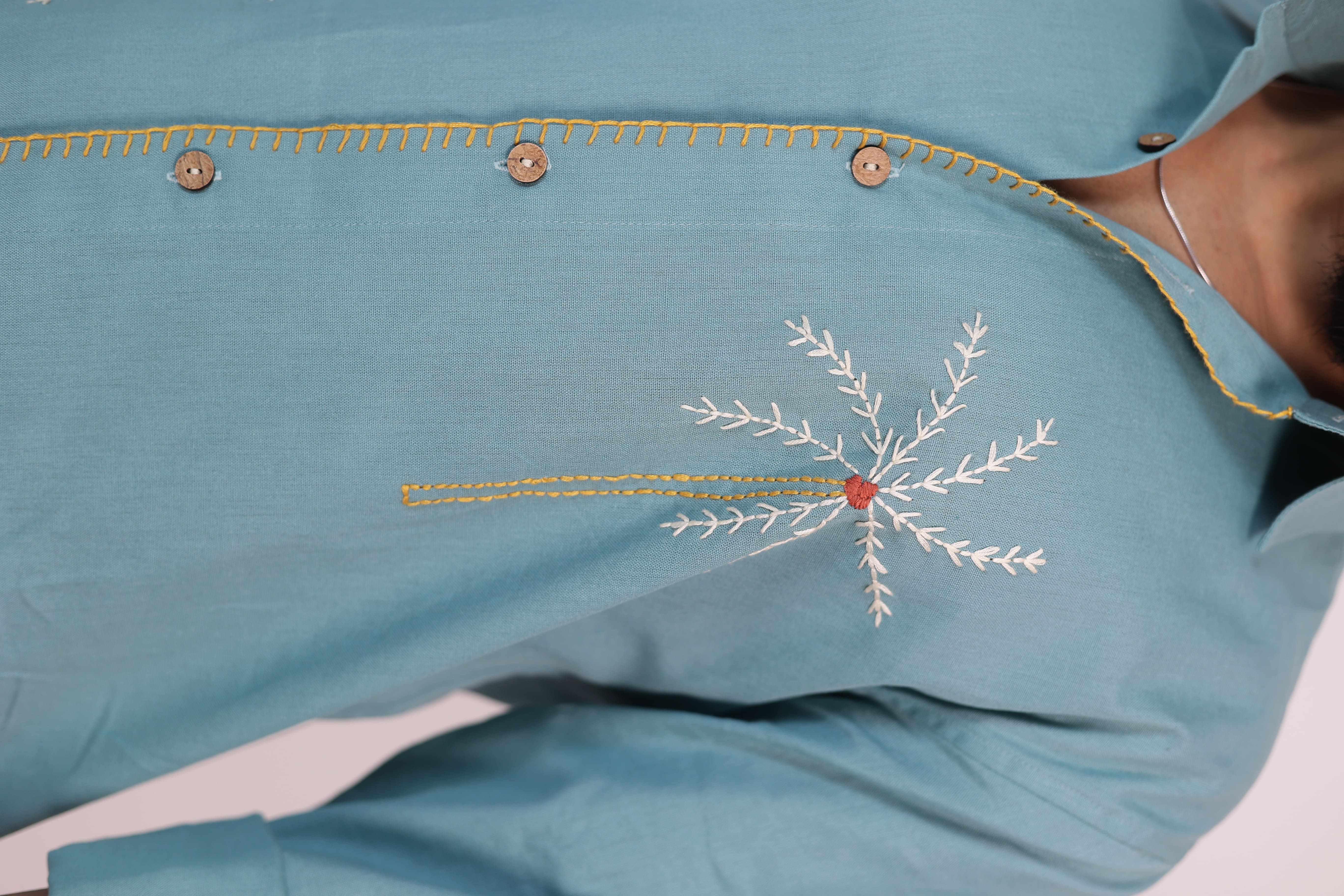 Deep Sea Coco Hand Embroidered Shirt view 5