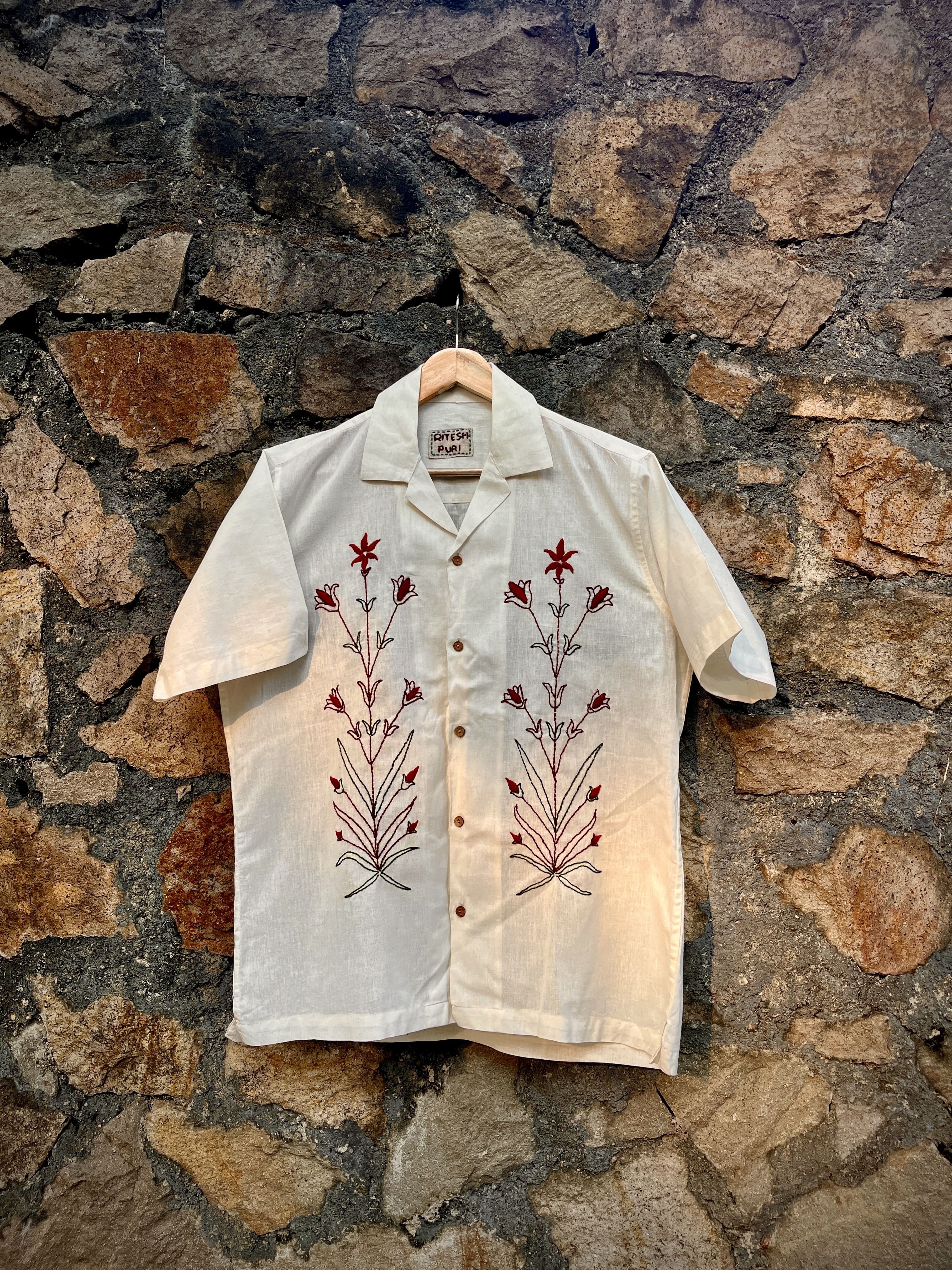 Hand Embroidered Floral Shirt view 2