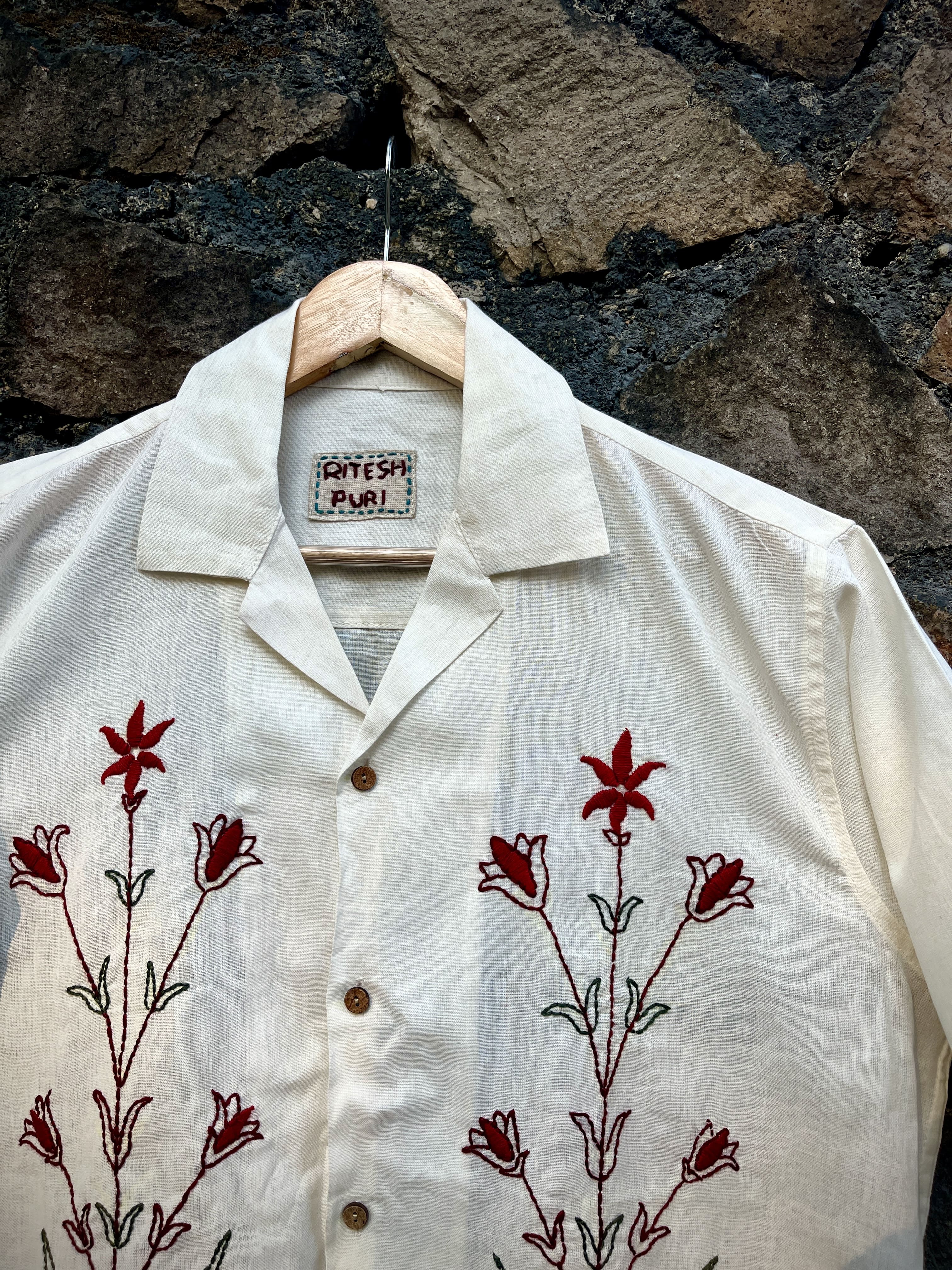 Hand Embroidered Floral Shirt view 3