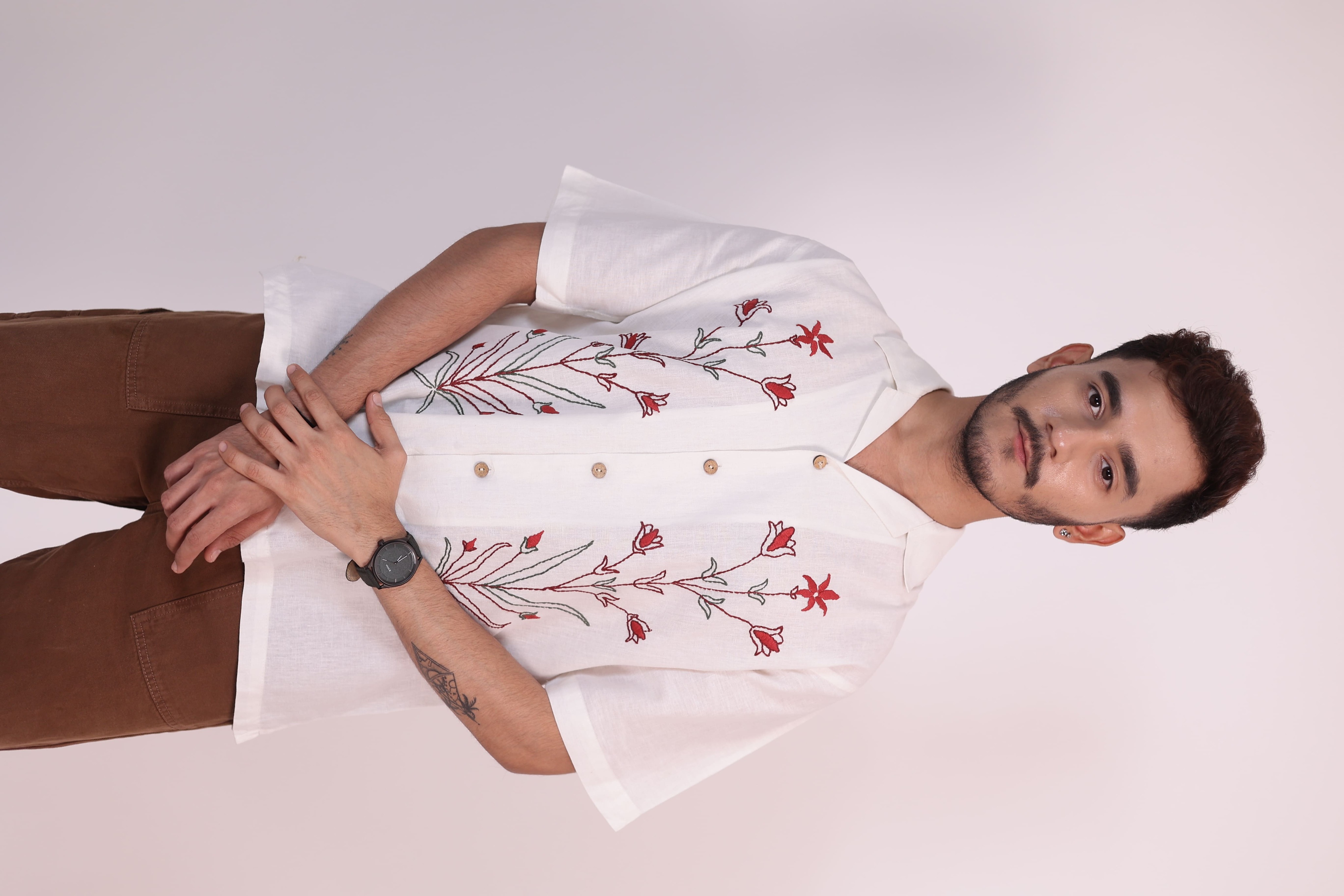 Hand Embroidered Floral Shirt view 9