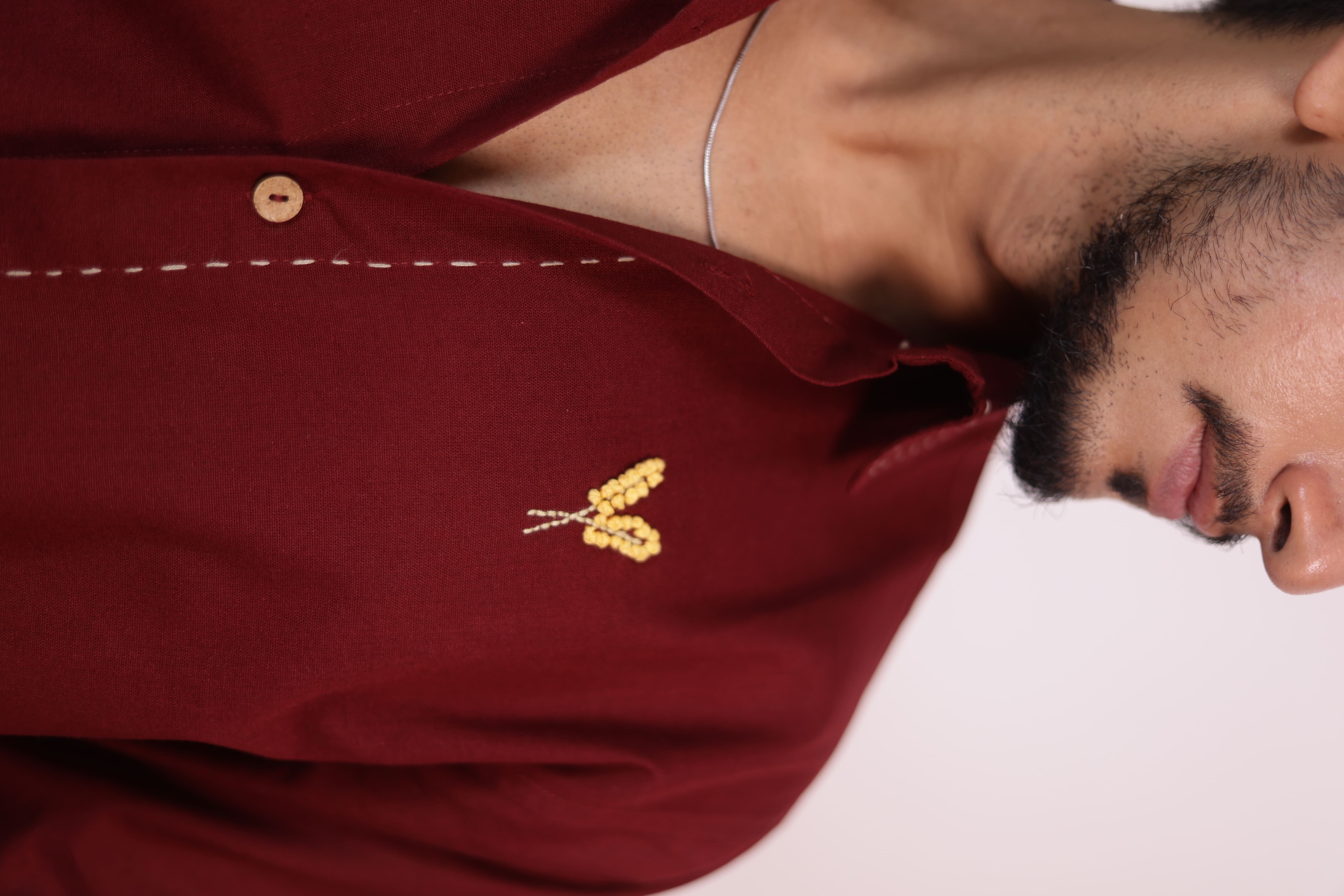 Maroon Handcrafted Shirt view 6
