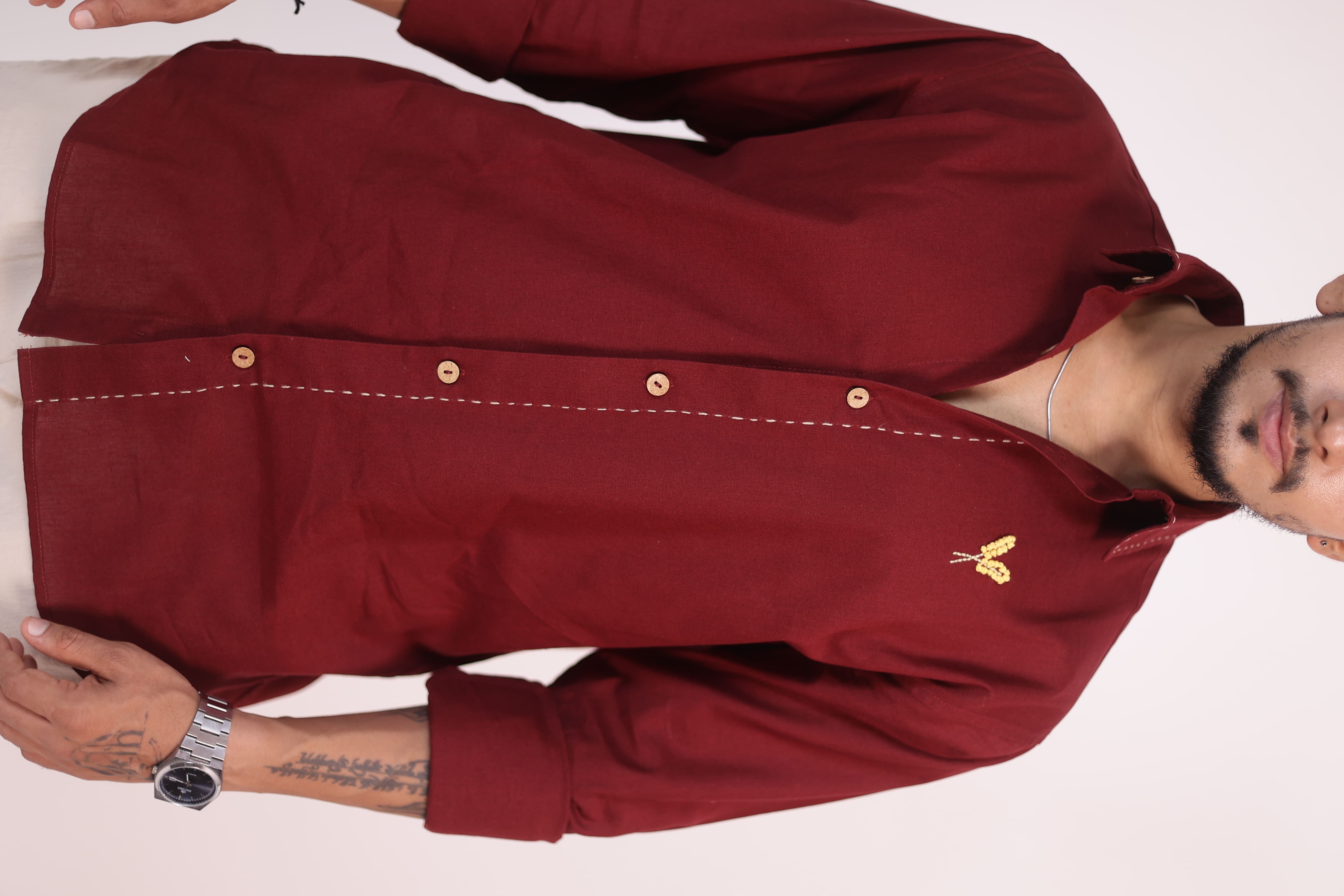 Maroon Handcrafted Shirt view 7