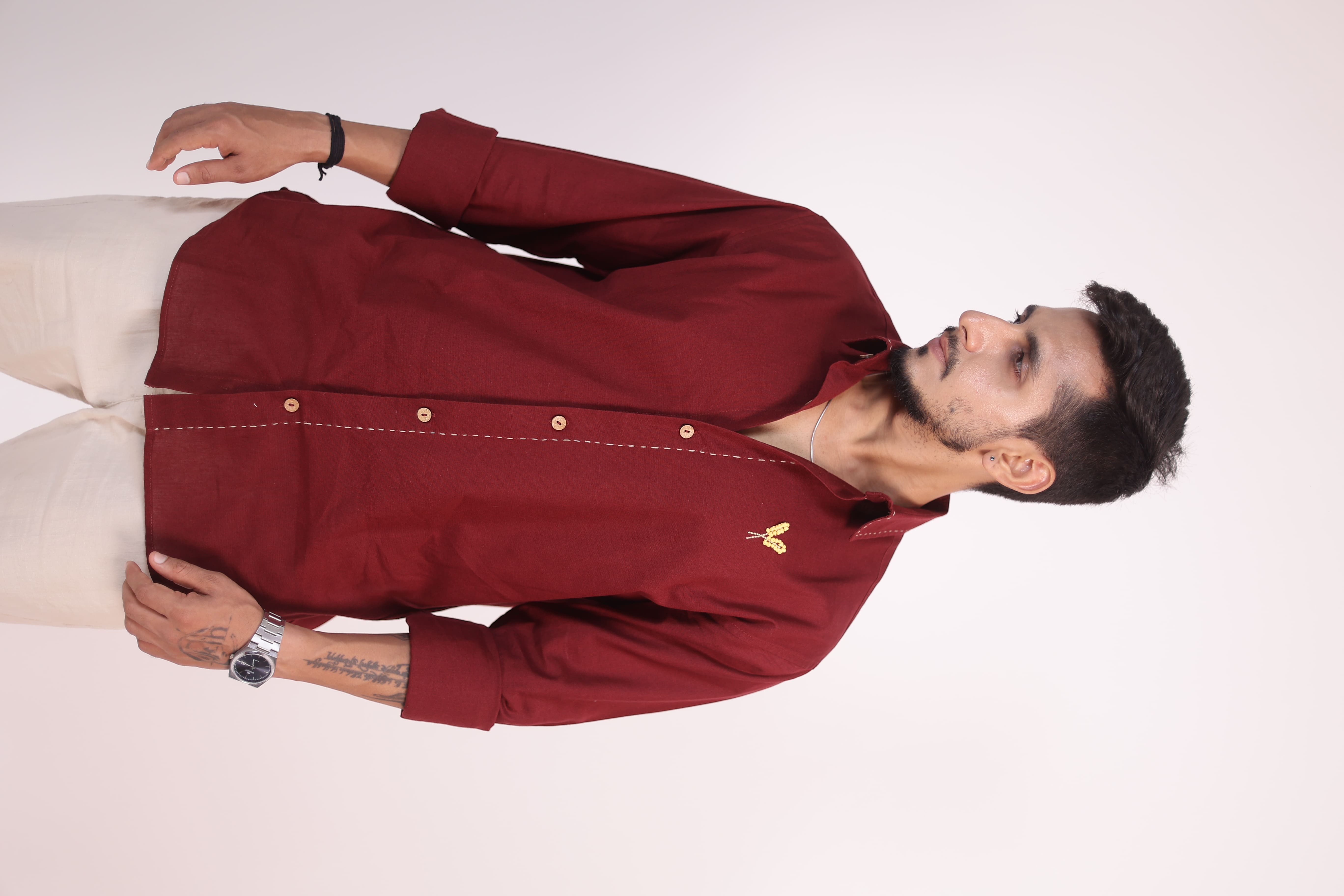 Maroon Handcrafted Shirt view 8