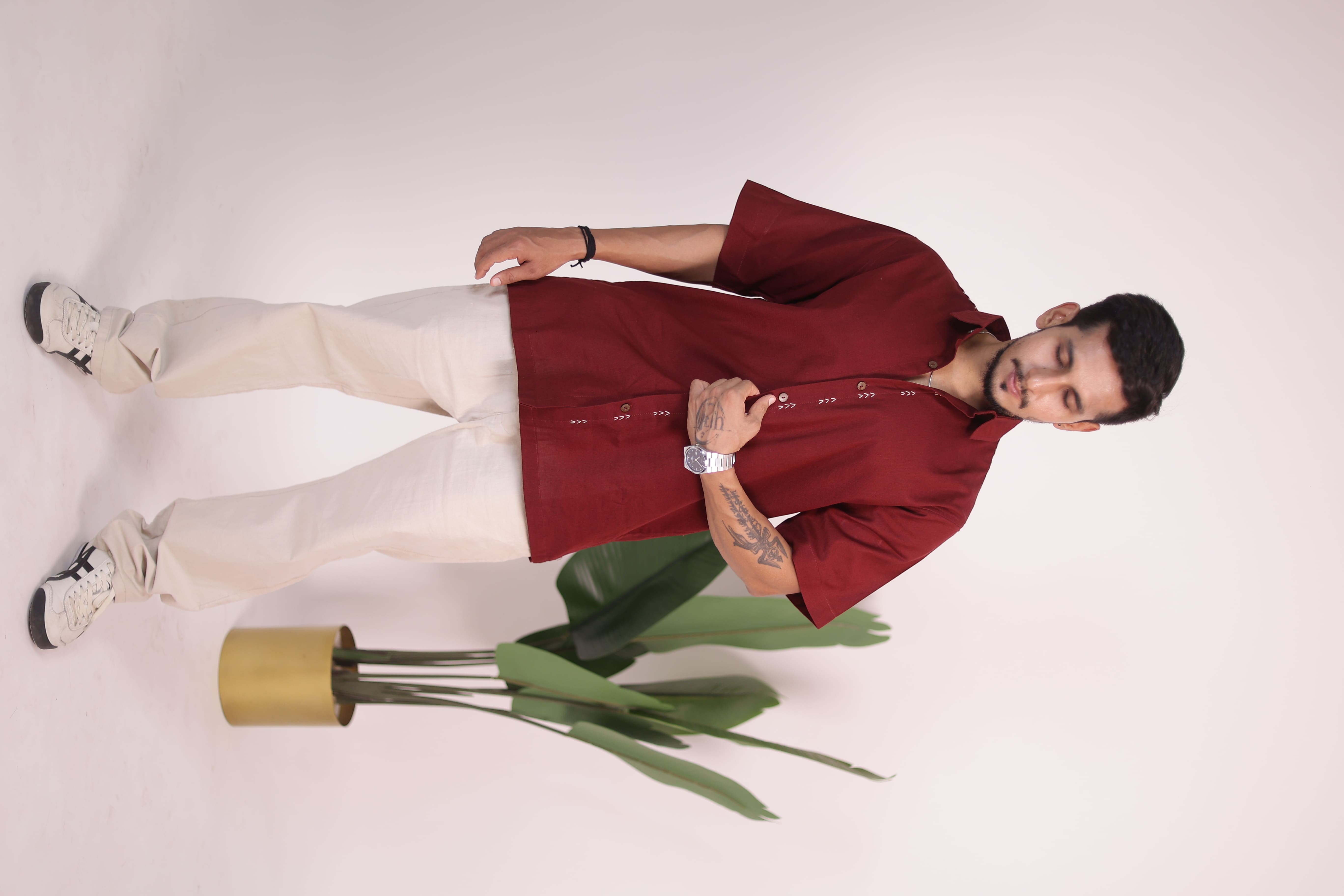 Maroon Handcrafted Arro Shirt view 3