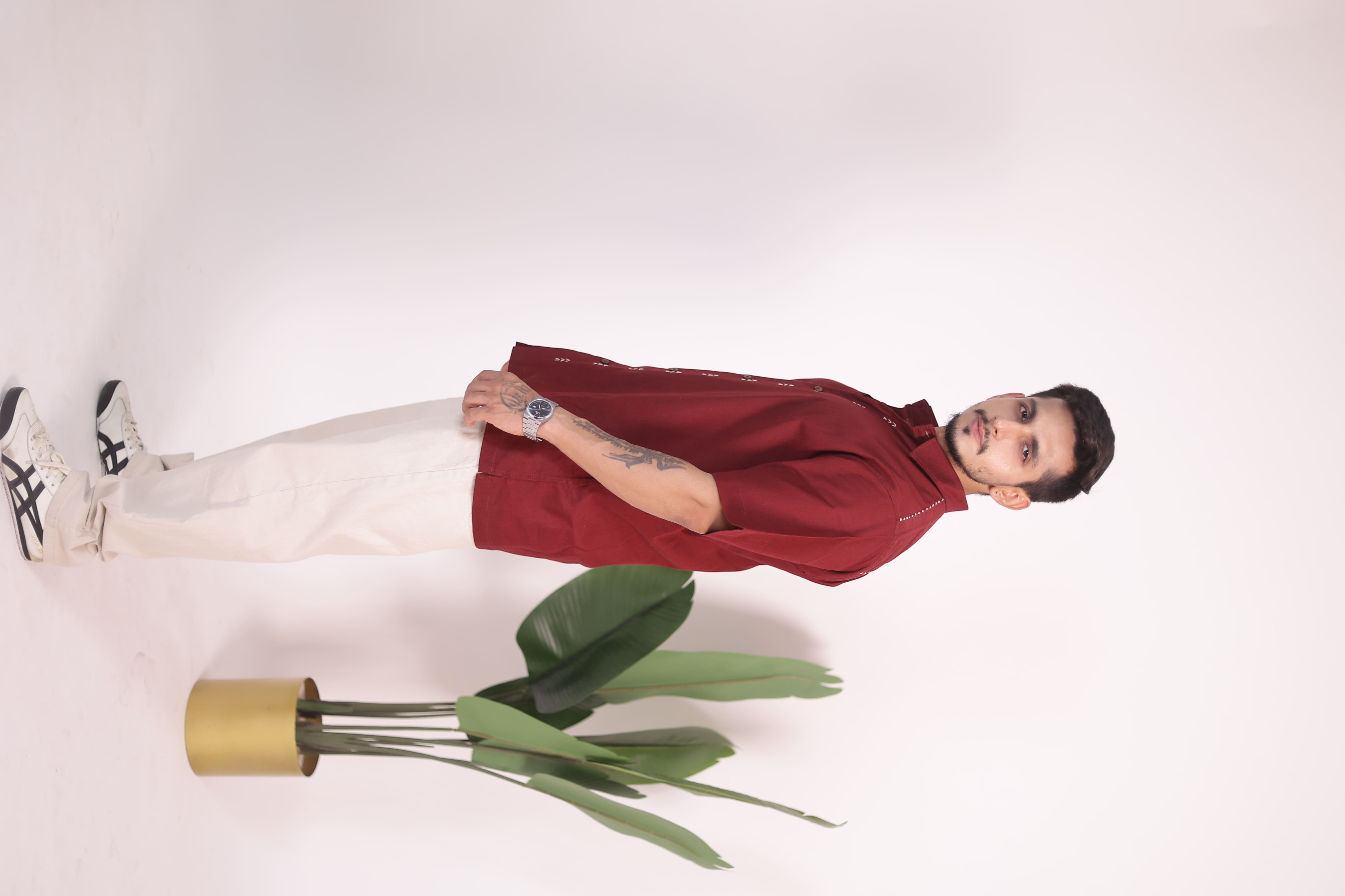 Maroon Handcrafted Arro Shirt view 6