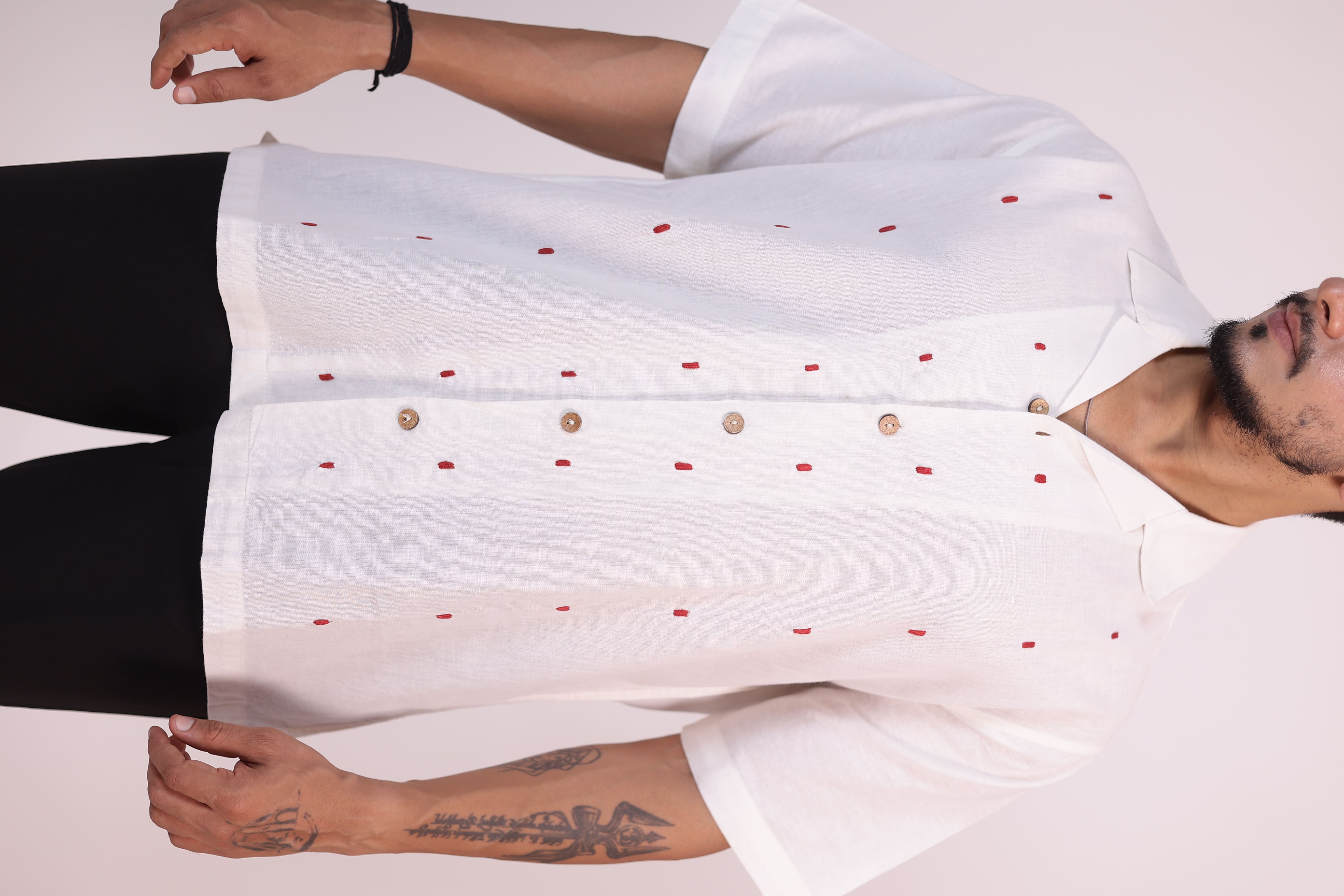 Pearl White Red Spotted Shirt view 2