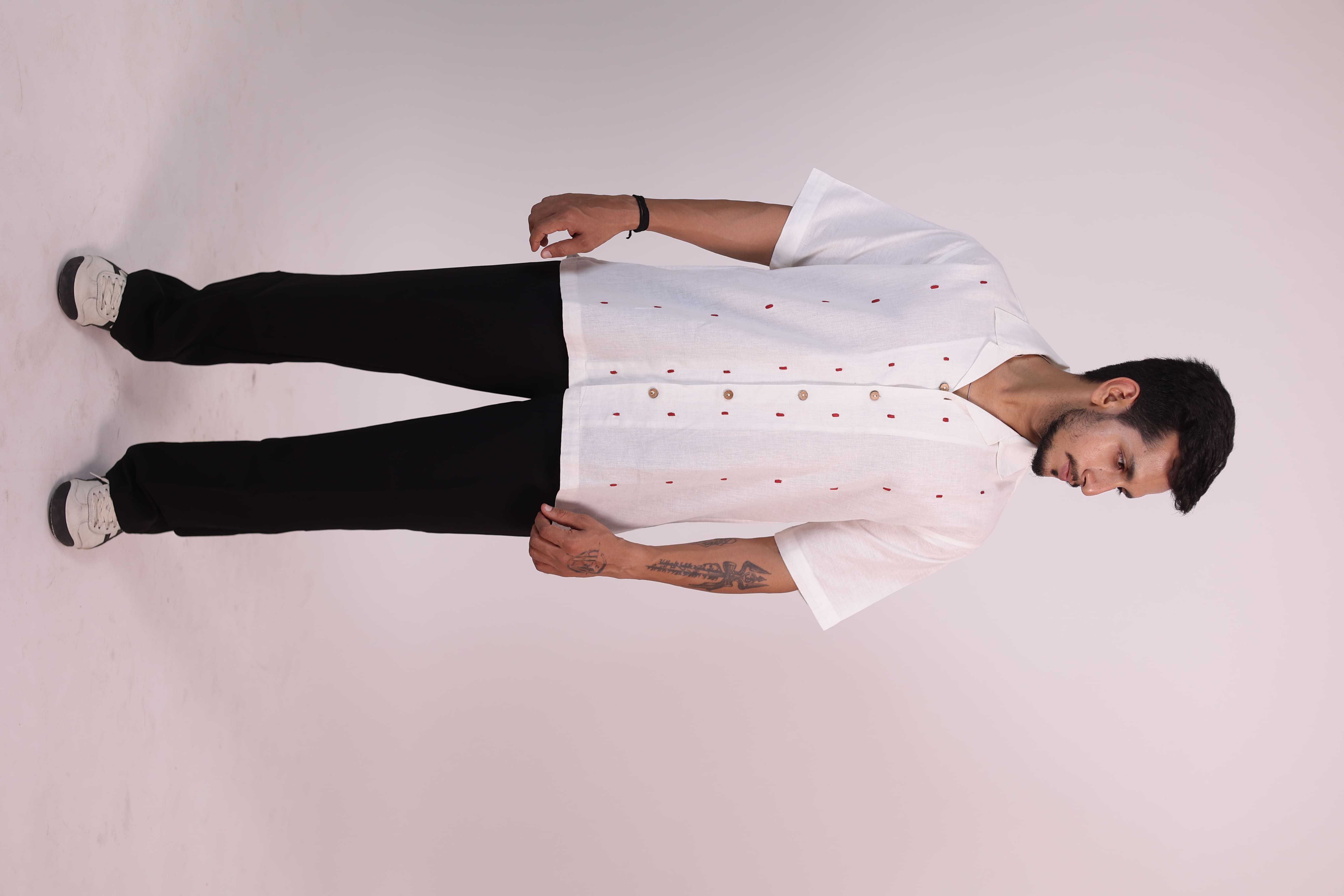 Pearl White Red Spotted Shirt view 3
