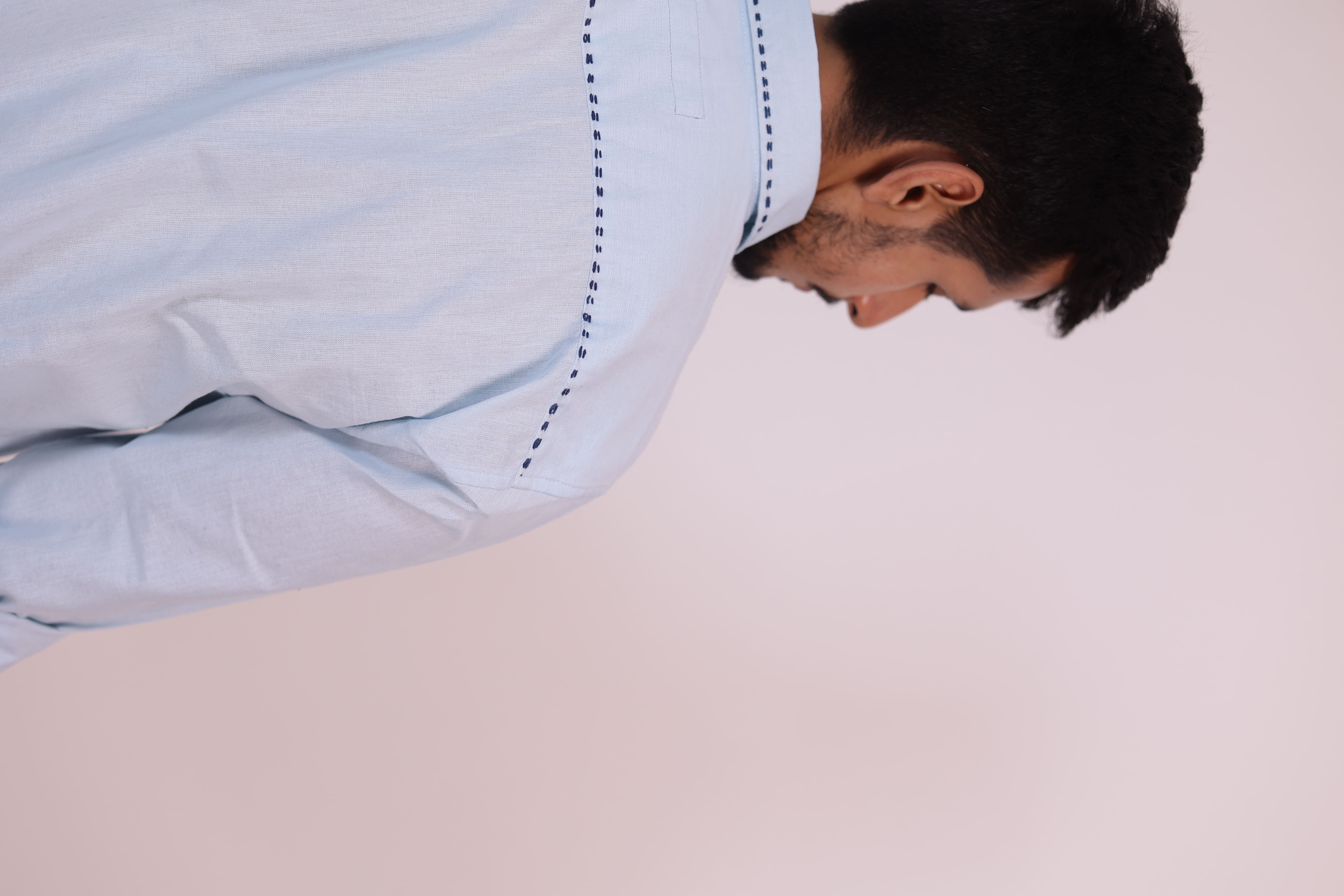 The "Aether" Sky Blue Hand-Stitched Artisan Shirt view 1