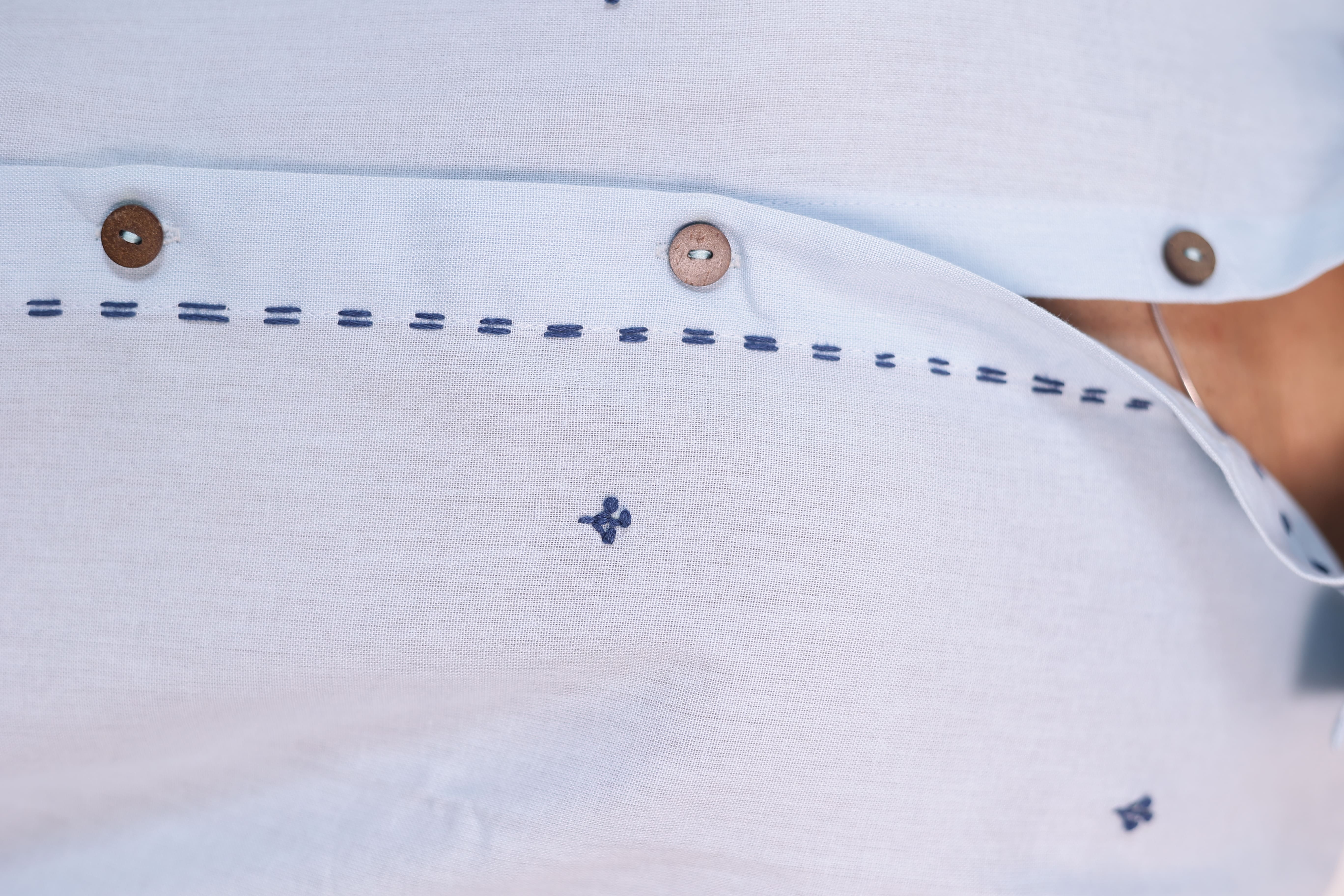The "Aether" Sky Blue Hand-Stitched Artisan Shirt view 8