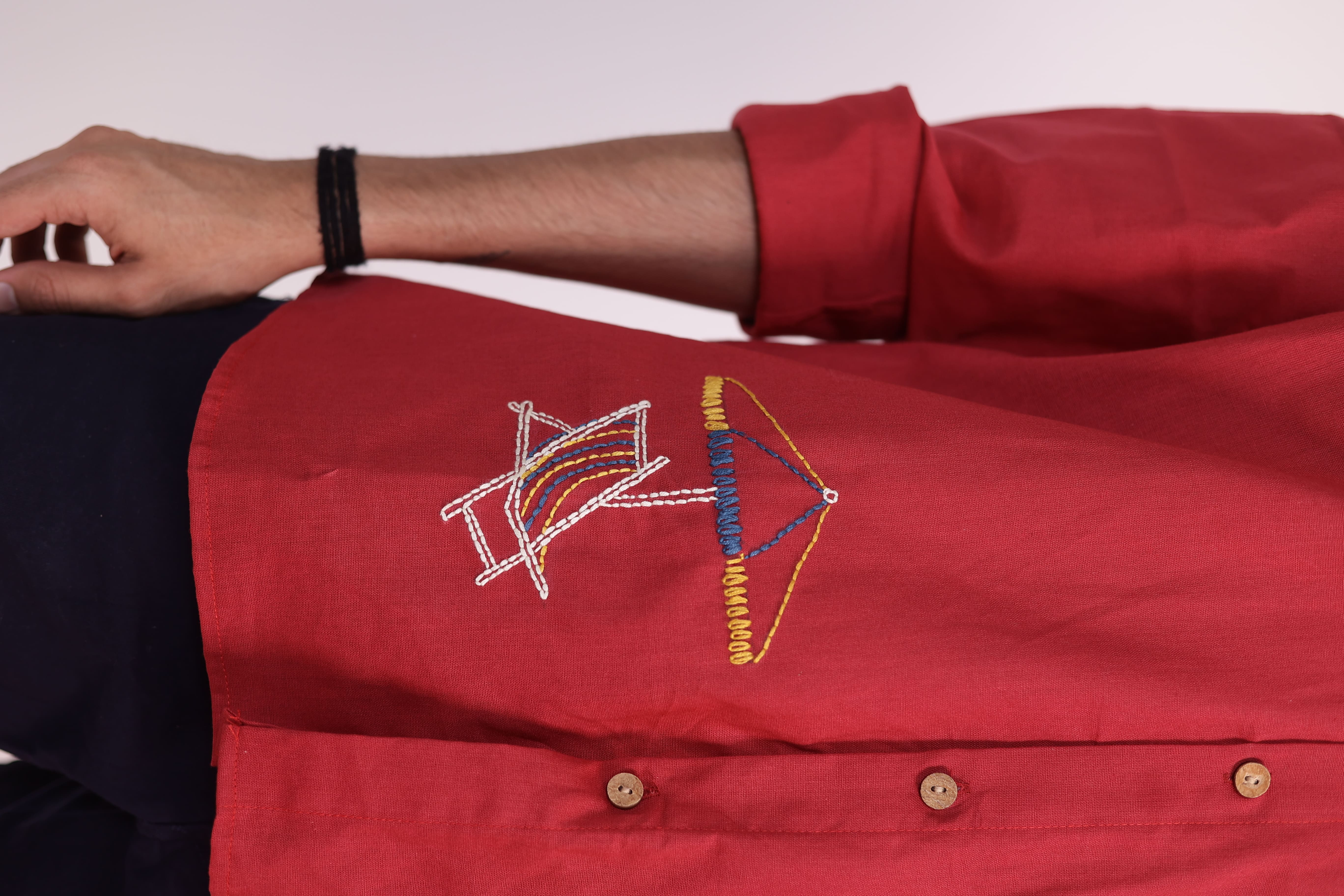True Red Havana Beach Embroidered Shirt view 1