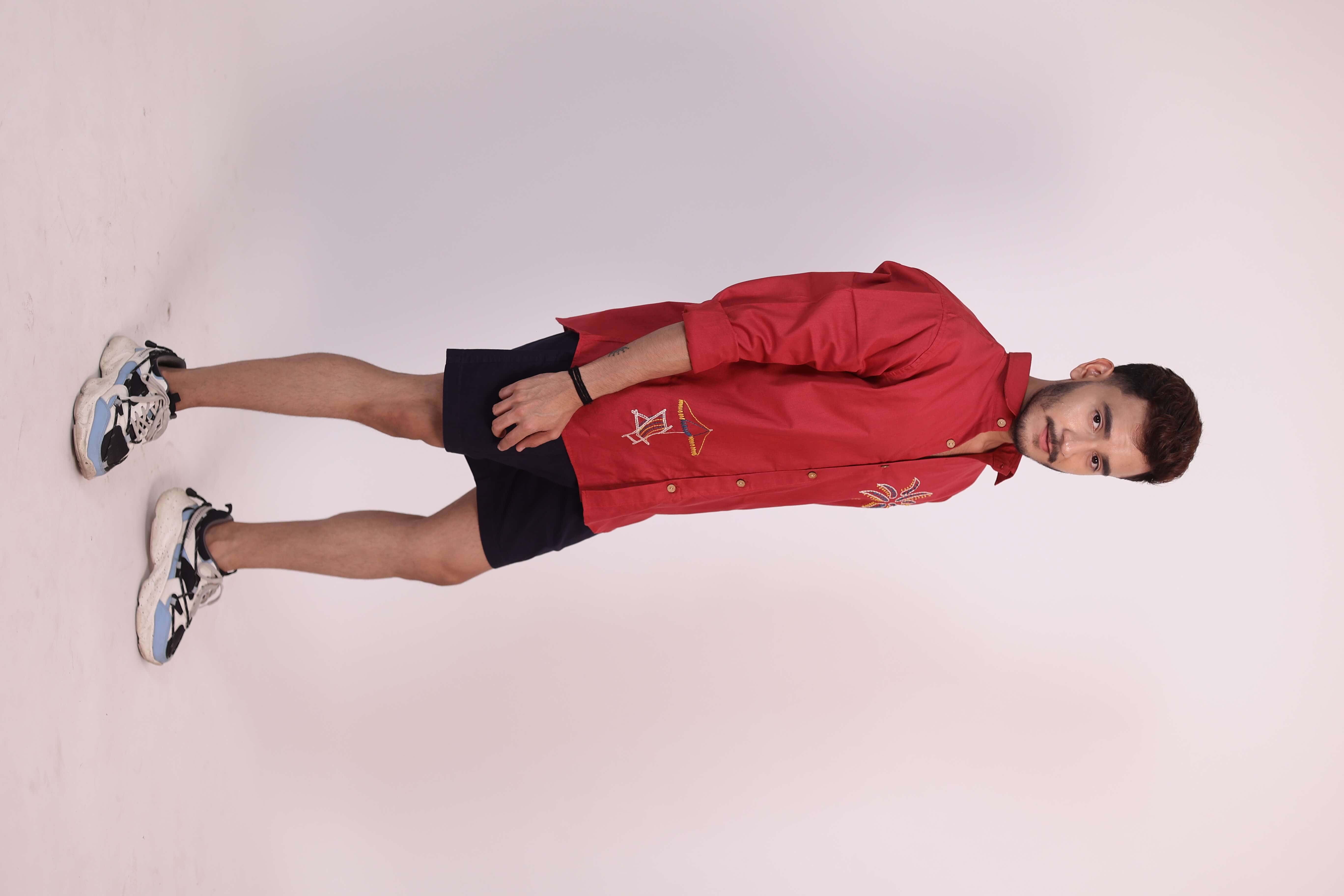 True Red Havana Beach Embroidered Shirt view 2