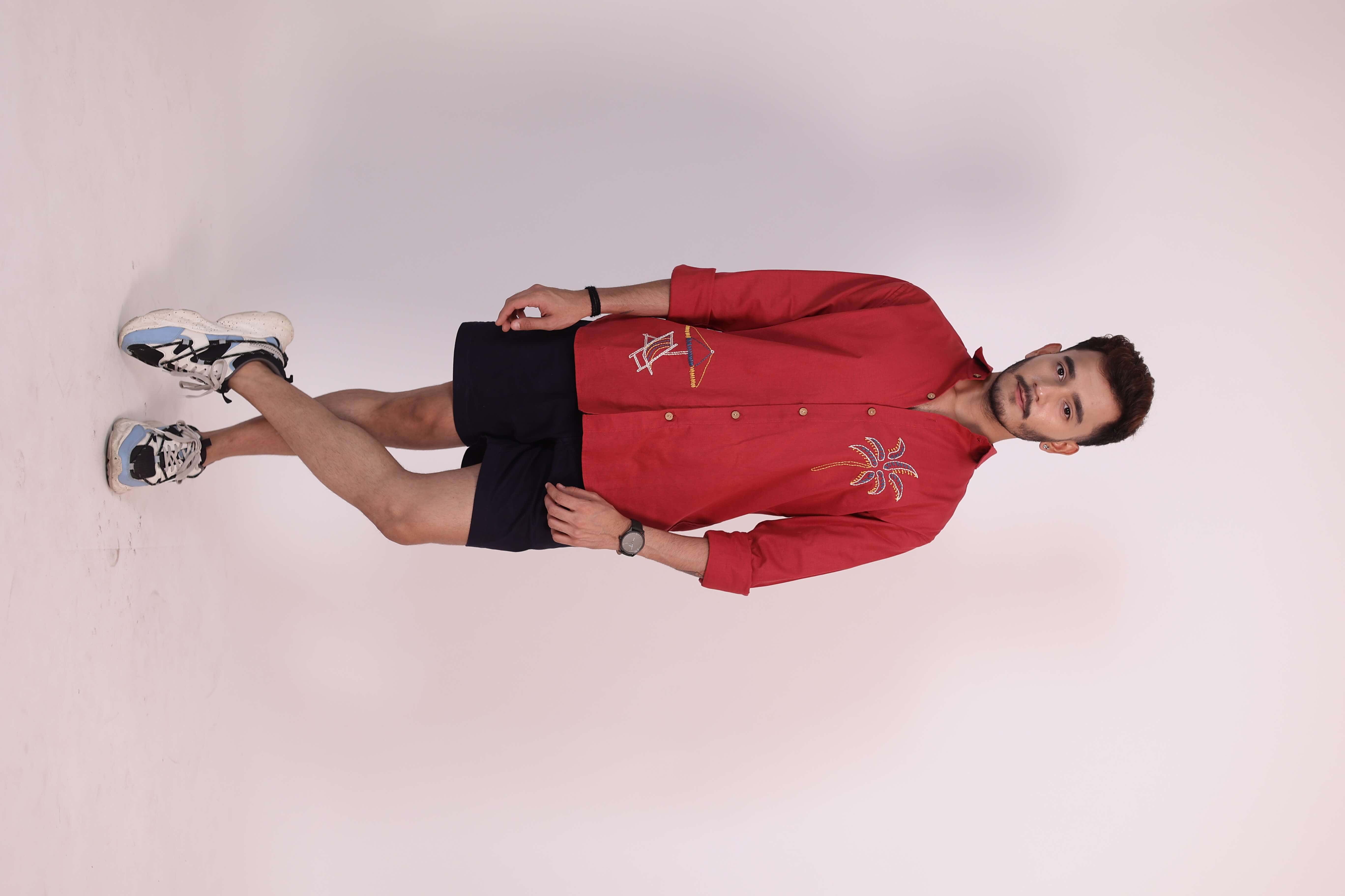 True Red Havana Beach Embroidered Shirt view 4