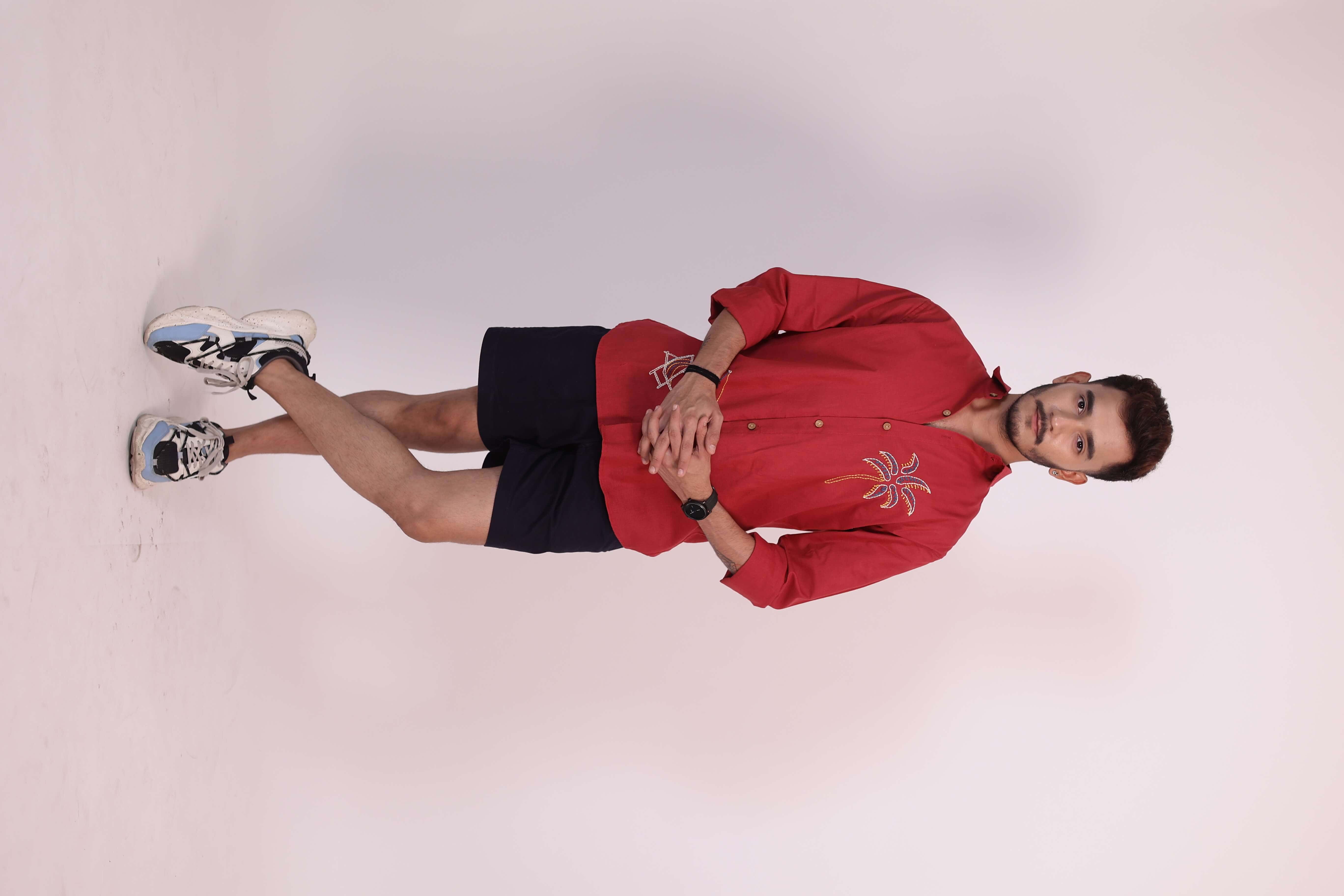 True Red Havana Beach Embroidered Shirt view 5