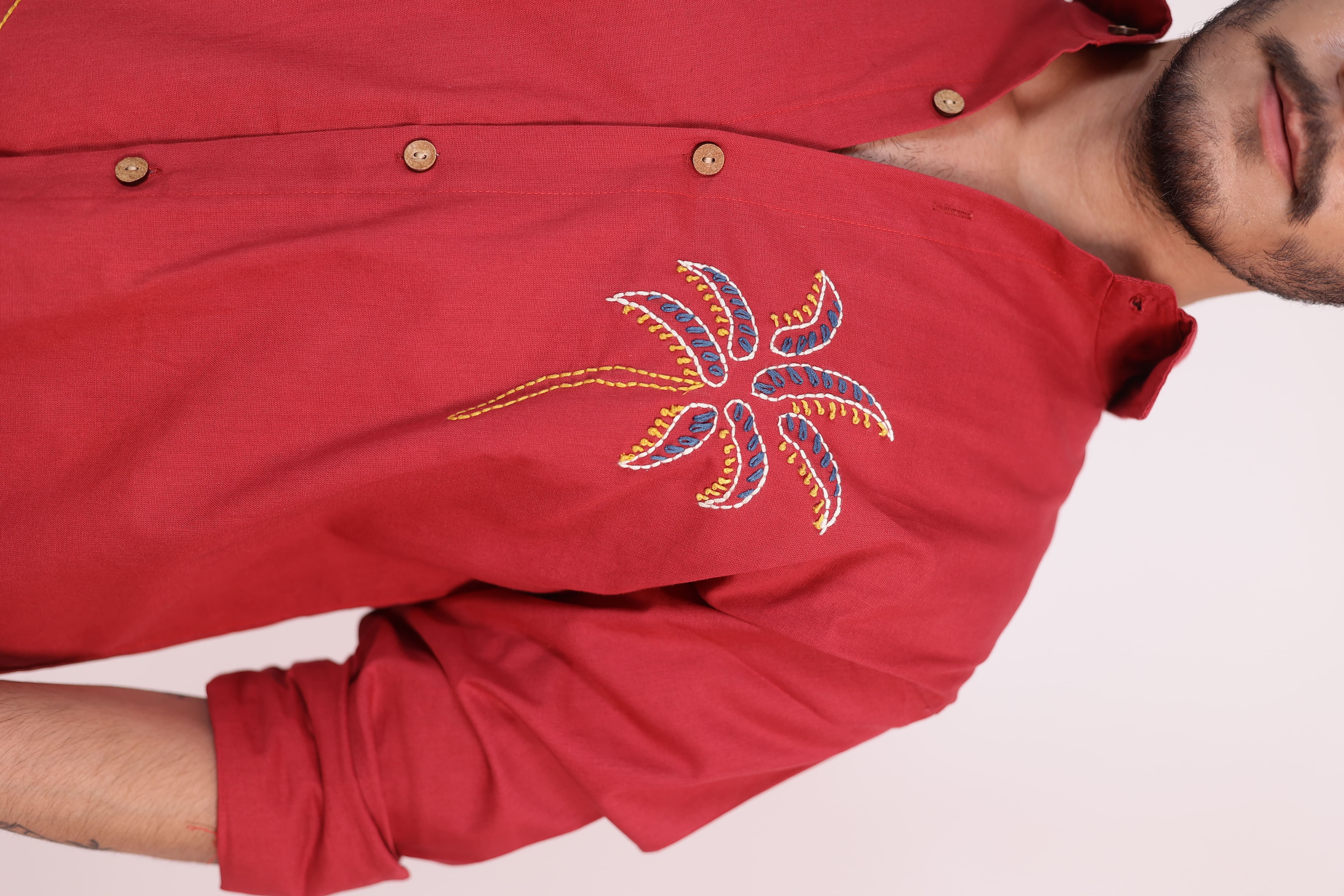 True Red Havana Beach Embroidered Shirt view 7